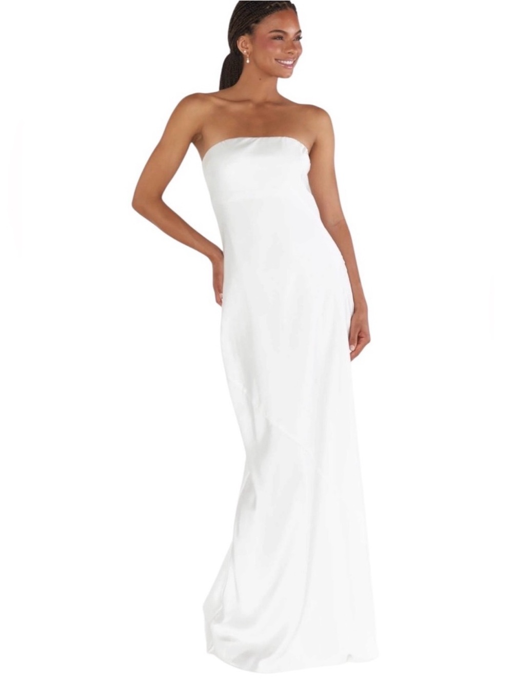 Show Me Your Mumu‎ Taylor Tube Maxi Dress Womens XS White Luxe Satin Strapless